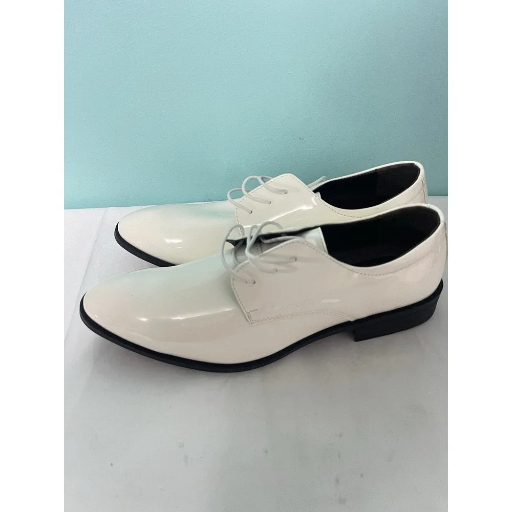 Mens Lace Up Leather Shoes‎ Classic BrogueOxford Shoes White/Pat 13.5 S-352